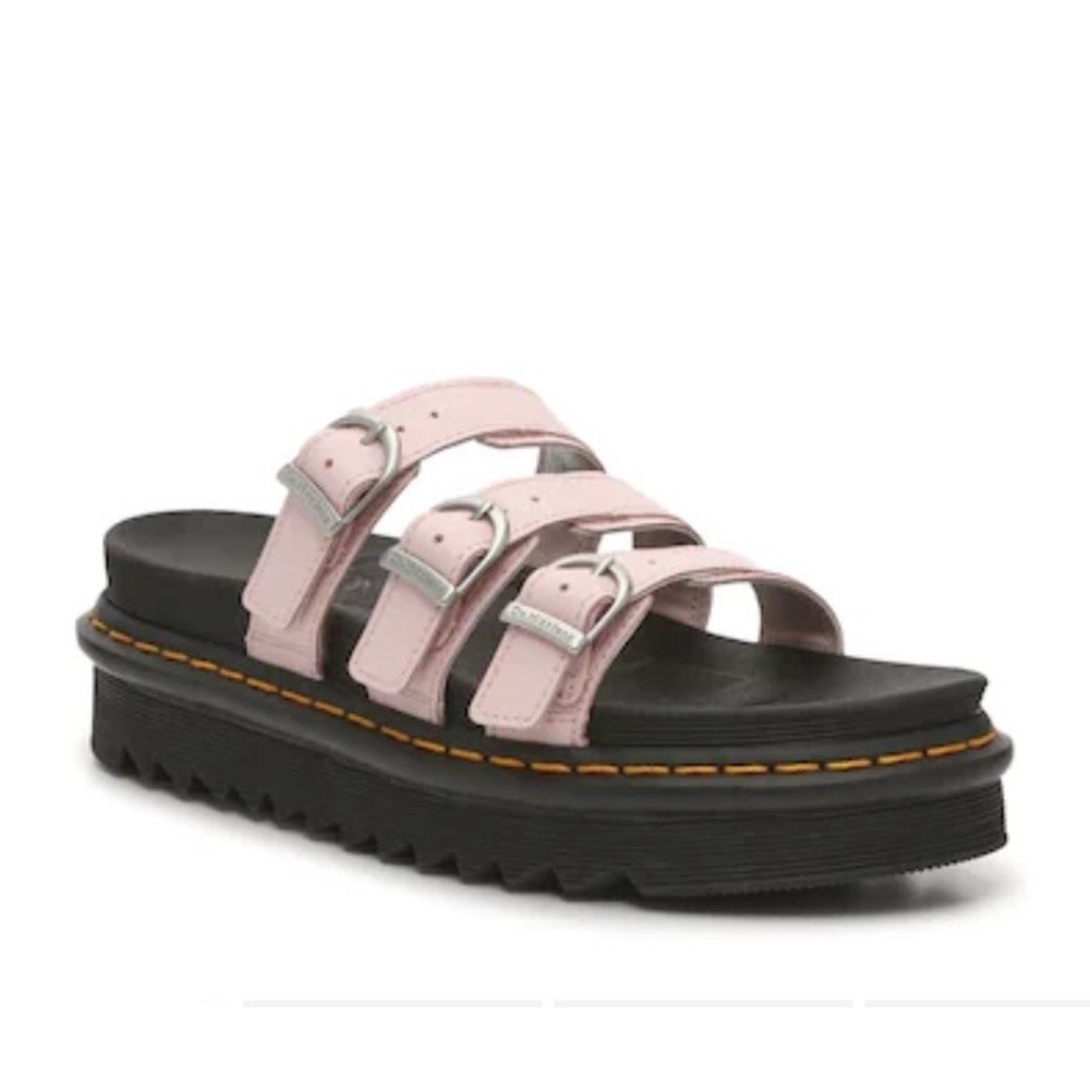 NEW Dr. Martens Blaire Pink Platform Slide Sandals 3 Straps Womens US Size 7